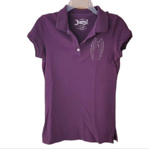 Jimmy Z Womans Plum Purple Polo Short Sleeve Shirt with Wings Size‎ Medium